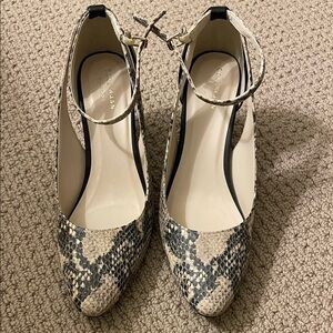 Cole Haan Black and Cream Snakeskin Heels
